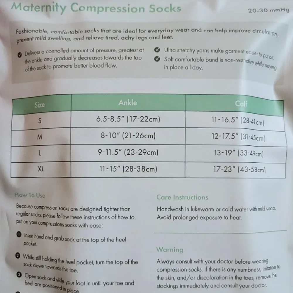 Motif Medical White Maternity Compression Socks 20-30mm Mercury Size Medium